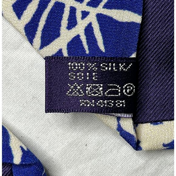 5-99 RALPH LAUREN Purple Label Tie Floral 100% Silk Blue - Picture 7 of 7